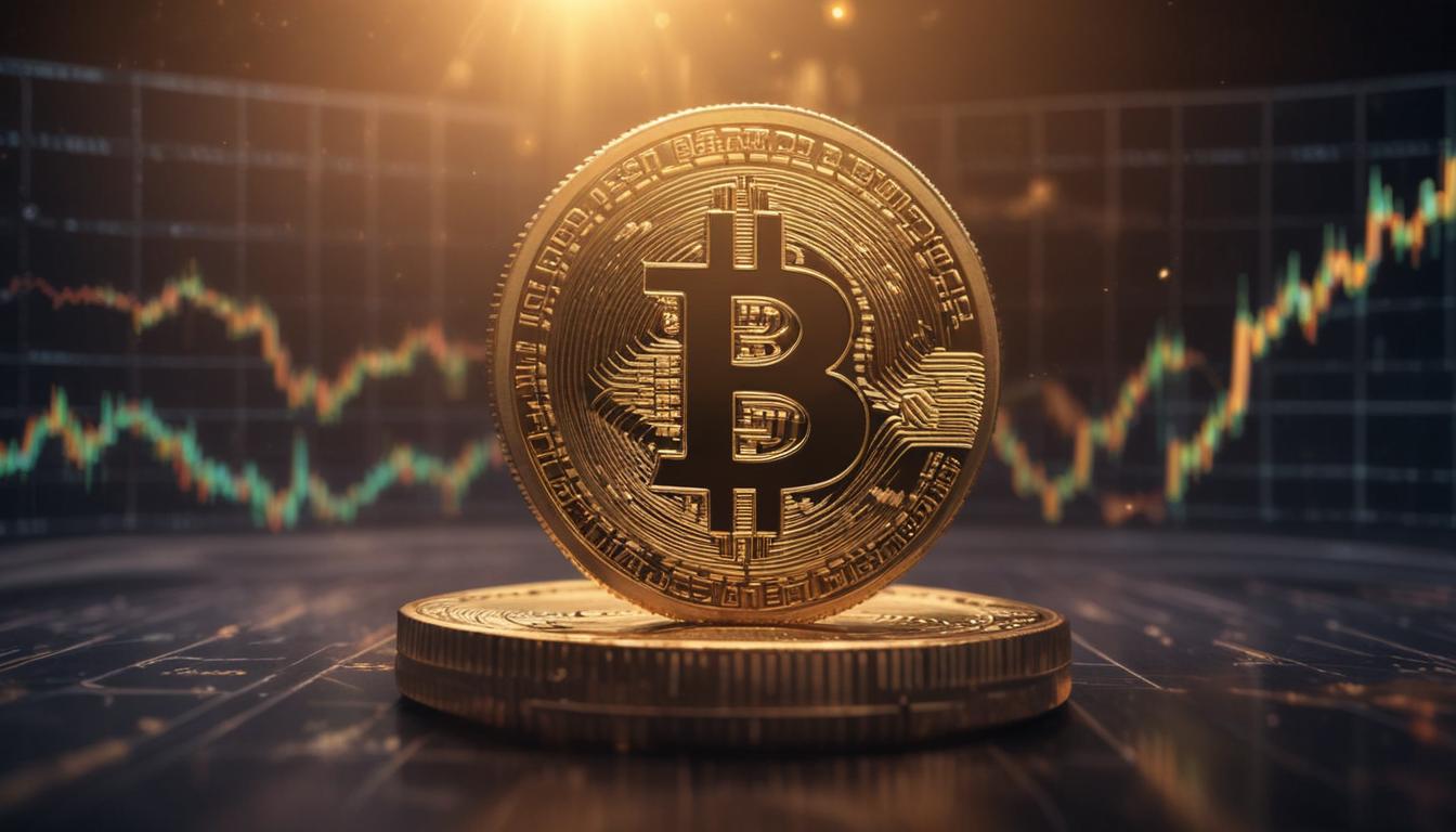 Dynamic Bitcoin rally image with financial trends and trading charts.