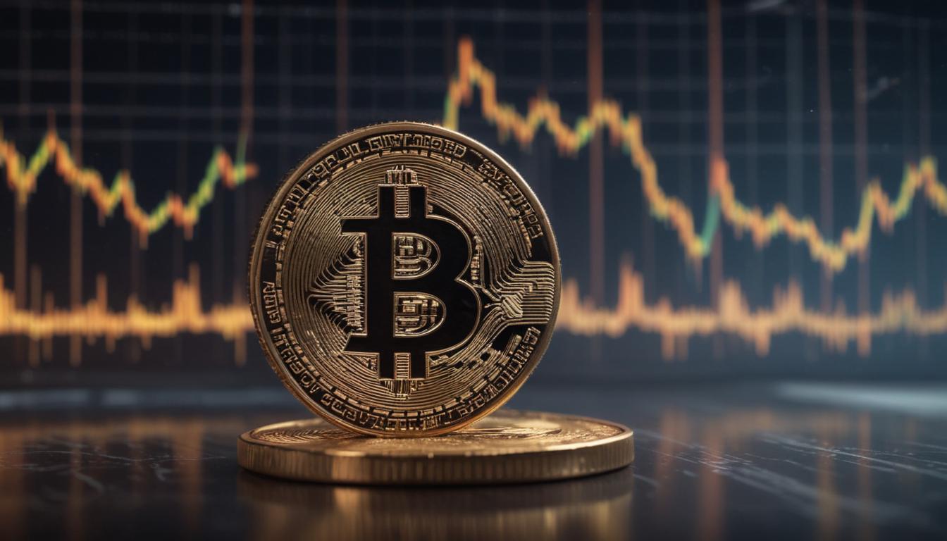 Bitcoin's halving event illustration with mining rigs and scarcity graphics.
