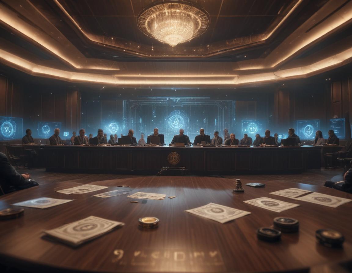 Bright horizon with blockchain patterns intertwined with USA insignia