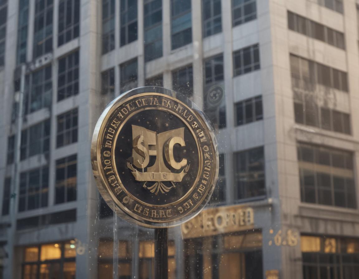 The U.S. Capitol building surrounded by glowing cryptocurrency tokens.