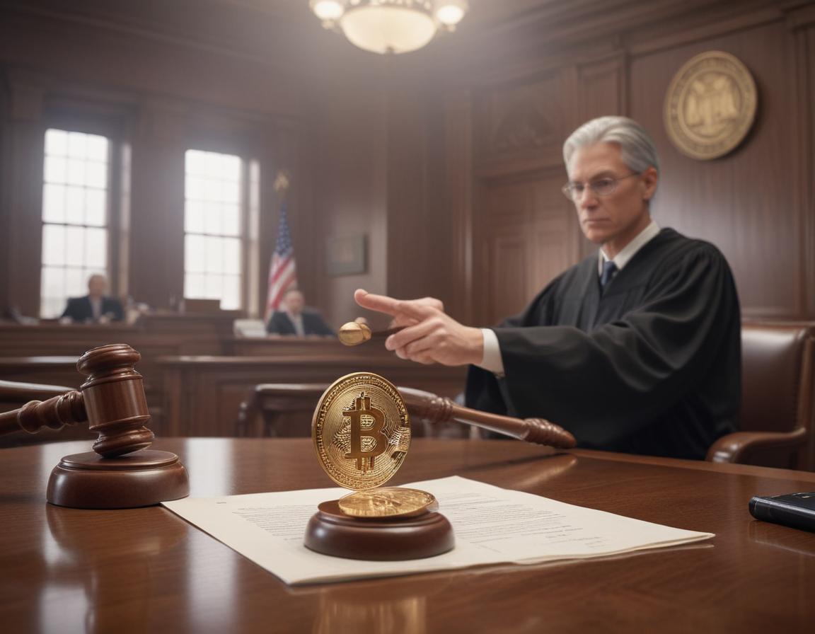 A presidential executive order on crypto policy, with blockchain visuals and cryptocurrency coins in the background.