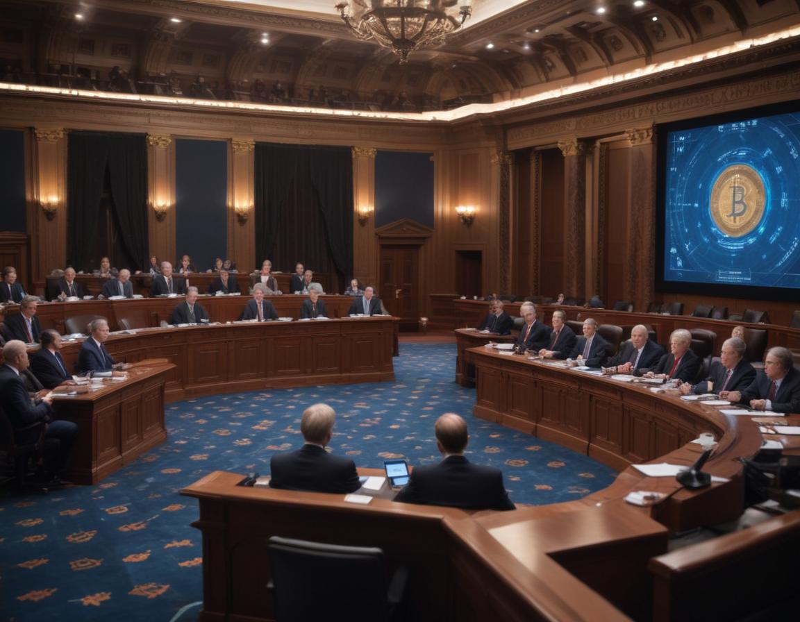 Federal agencies like SEC, CFTC, and OCC connected to digital asset symbols showing collaboration