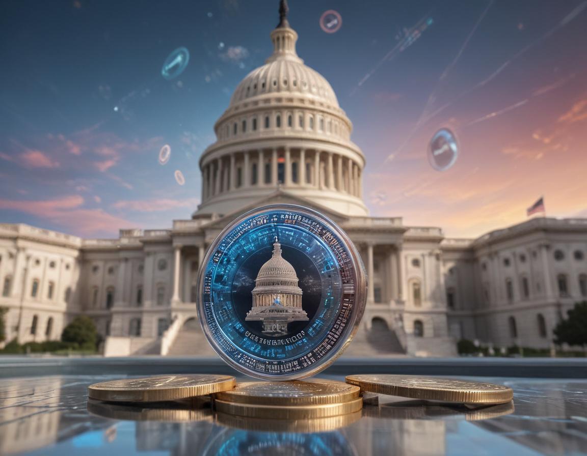 Illustration of a bank surrounded by crypto icons